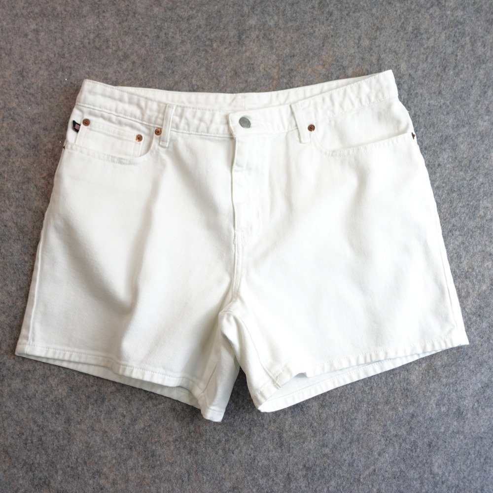 Vintage 90s Polo Ralph Lauren Denim Shorts Womens 12 White Preppy Coastal Mom